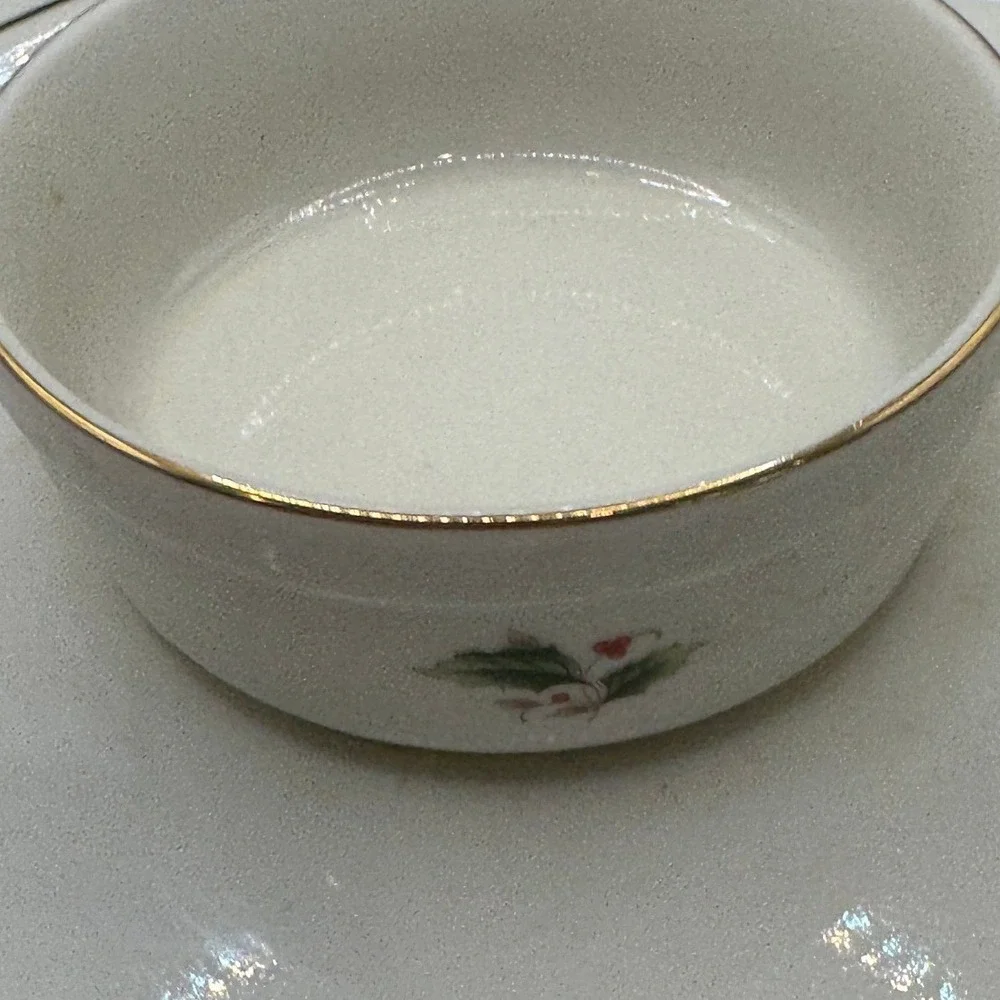 Fine China Japan Christmas Holly Berry Chip‎ and Dip Serving Set Gold Trim 1pc